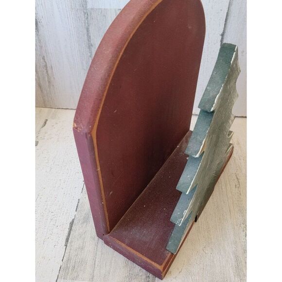 Wooden Christmas pine tree mail holder folk art Xmas home decor figure - Picture 7 of 9